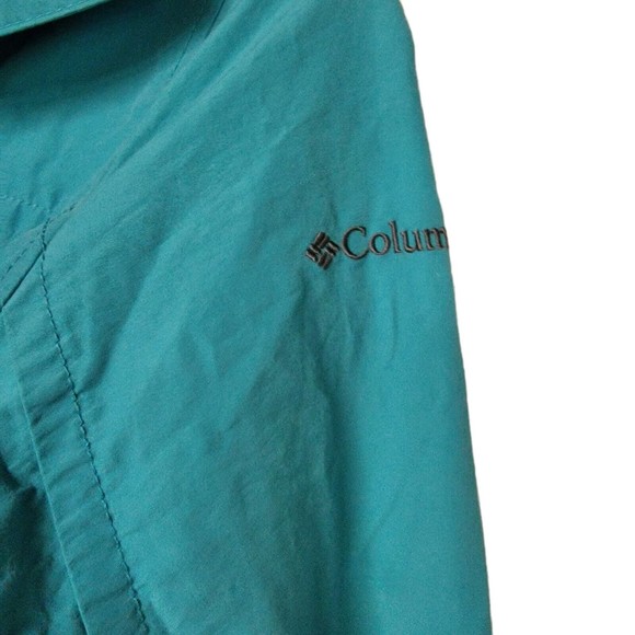 VINTAGE Columbia Jacket Womens Medium Blue Full Zip Hooded Rain Coat Pockets - Picture 7 of 7